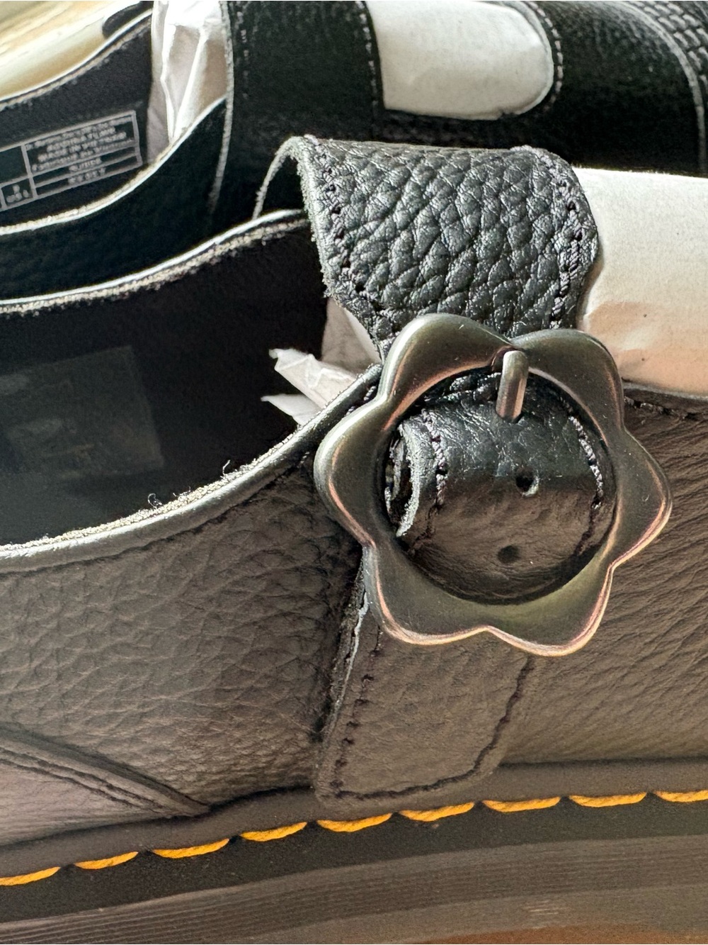 Dr. Martens Black Leather Platform Mary Jane with Flower Buckle - Picture 3 of 5
